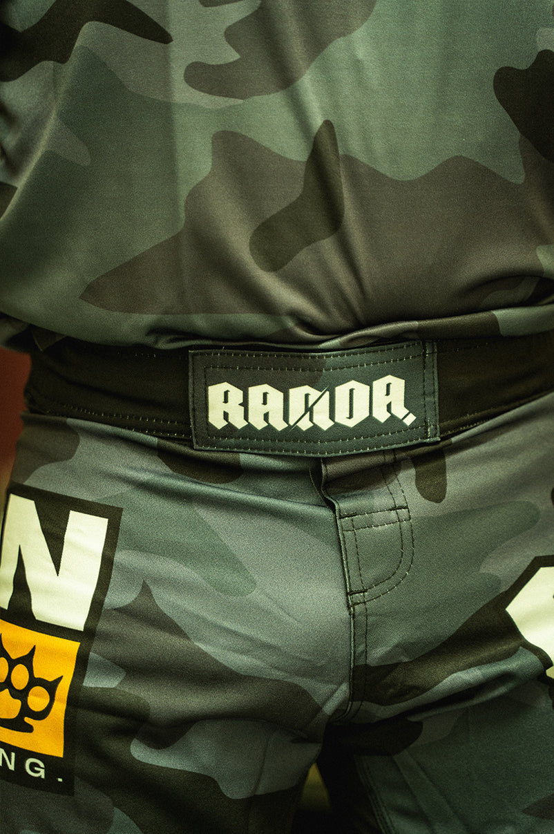 THE KNIFE GANG MMA SHORT [BLACKCAMO & YELLOW]
