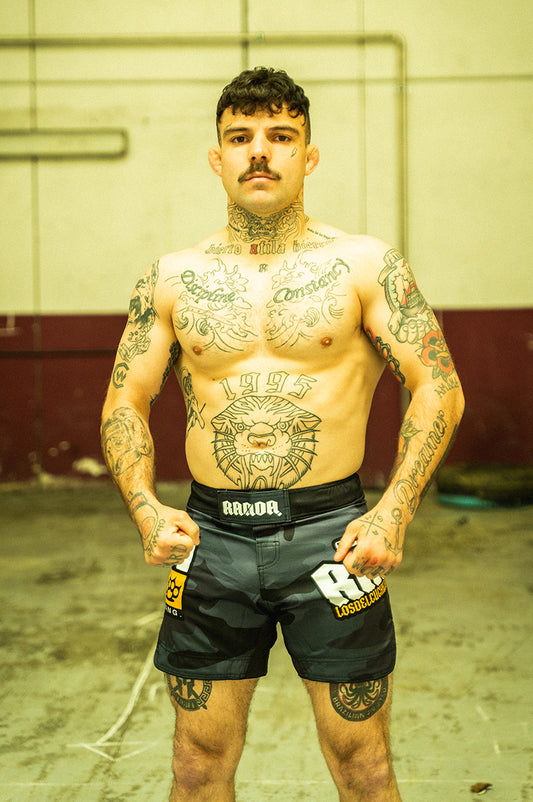 THE KNIFE GANG MMA SHORT [BLACKCAMO & YELLOW]